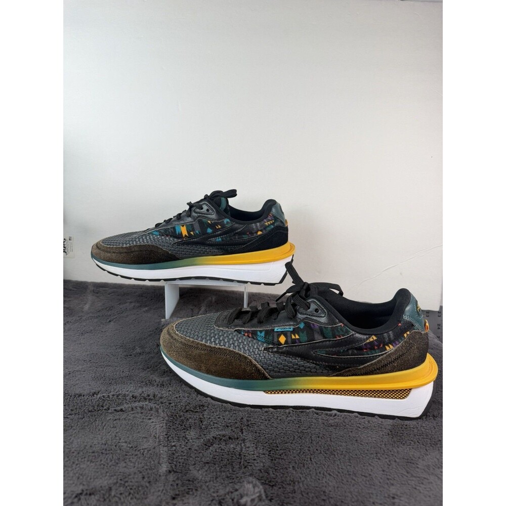 FILA Men’s Size 12 Running Sneakers Black Teal Yellow Multicolor Athletic Shoes